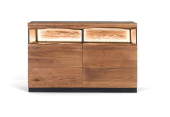 Aparador Madera/Negro con luz (120x40x77)