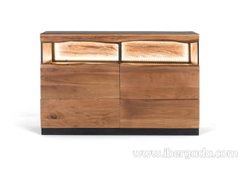 Aparador Madera/Negro con luz (120x40x77)