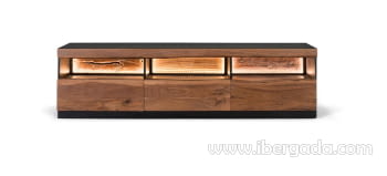 Mueble TV Madera/Negro con luz (180x42x50)