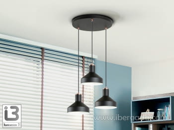 Lámpara Irias 3L Negro/Cobre