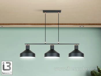 Lámpara Irias 3L Lineal Negro/Cobre