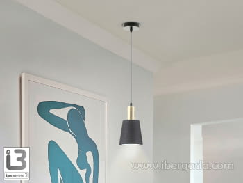 Colgante Gisela 1L Negro/Latón 14cm