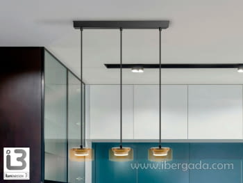 Lámpara Olaia 3L Negro/Ambar