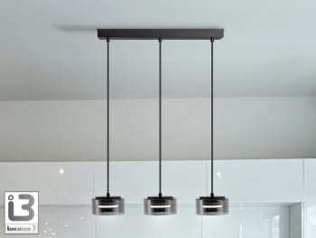 Lámpara Olaia 3L Negro/Smoky