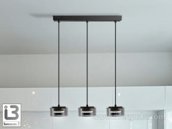 Lámpara Olaia 3L Negro/Smoky