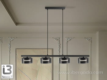 Lámpara Olaia 4L Negro/Smoky