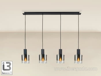 Lámpara Venize 4L Negro/Smoky