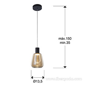 Colgante Carisa 1L Negro (13,5cm)-4