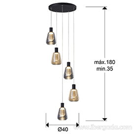 Lámpara Carisa 5L Negro-4