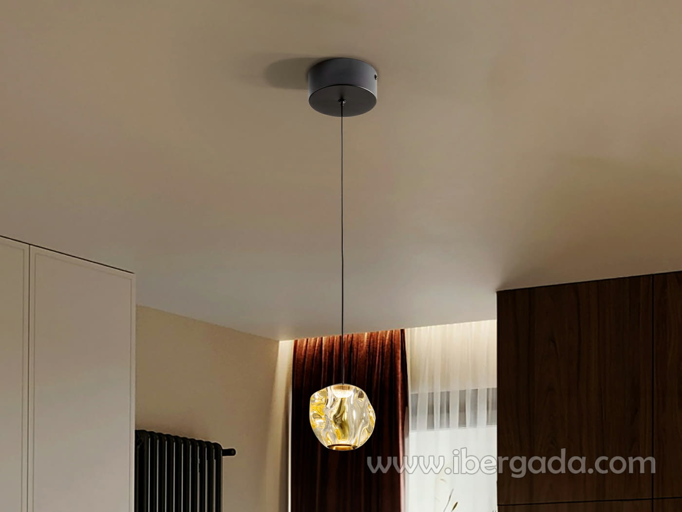 Colgante Zaria 1L Negro/Bronce/Ambar-1