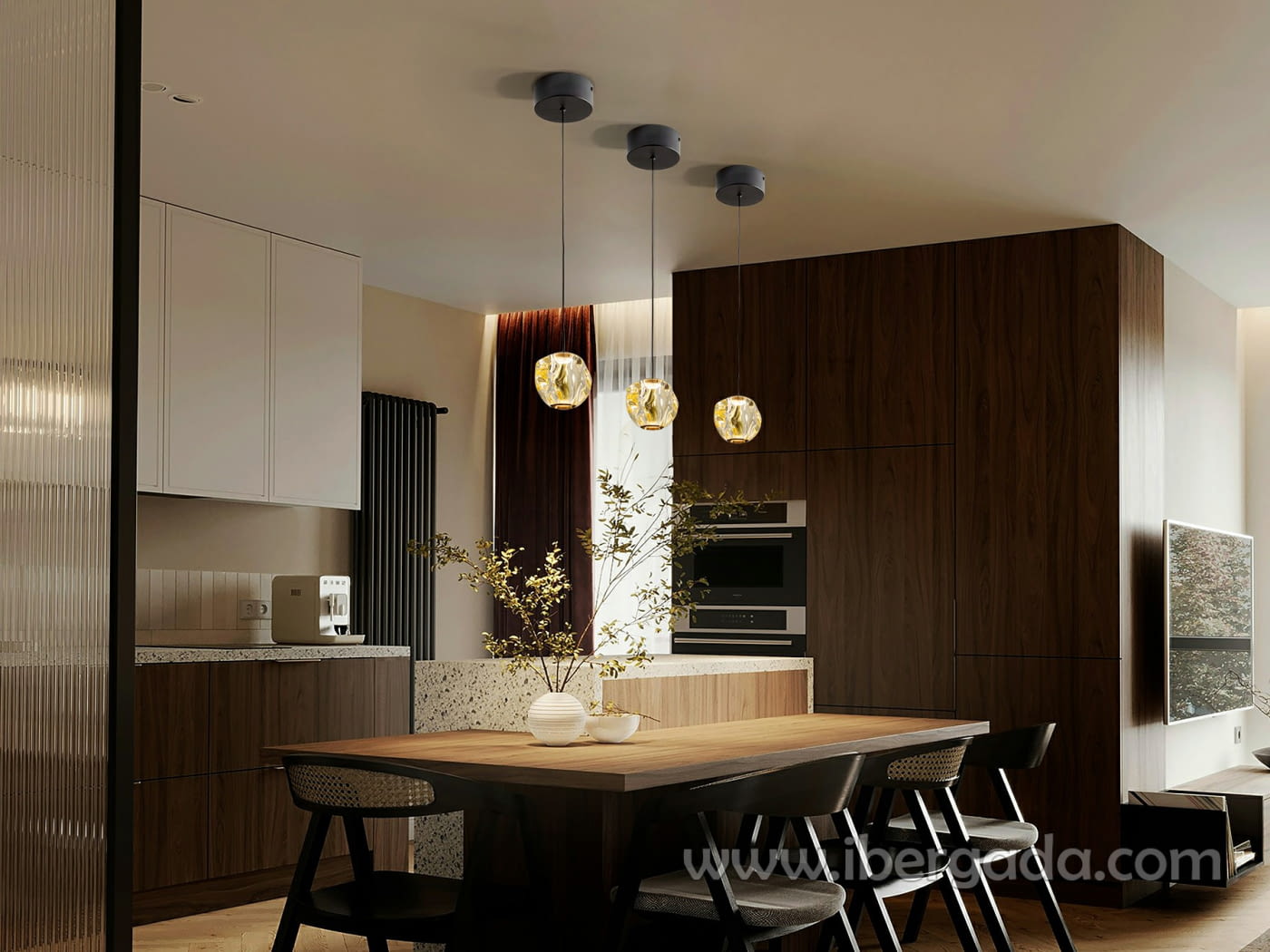 Colgante Zaria 1L Negro/Bronce/Ambar-3