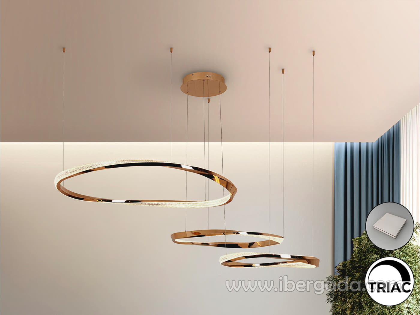 Lámpara Orbitas 3 Aros Oro-1