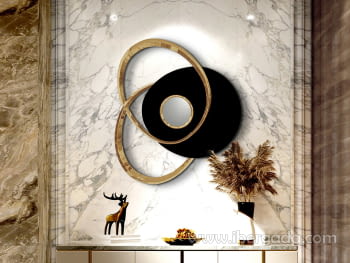 Escultura pared Trio Negro/Oro Rosa (83x73)