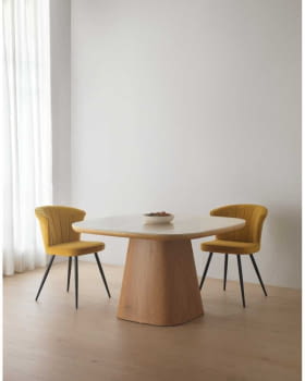 Mesa de Comedor Cuadrada Roble/Cerámico beige (120x120)