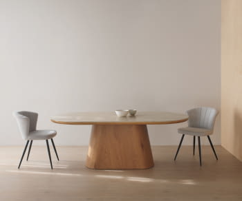 Mesa de Comedor Rectangular Roble/Cerámico beige (200x100)