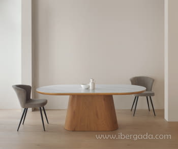 Mesa de Comedor Rectangular Roble/Cerámico blanco (200x100)
