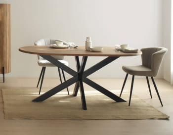 Mesa de Comedor Ovalada Acacia/Hierro (180x90)