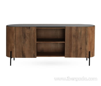 Aparador Elipse Madera/Hierro 2 puertas (175x40x76)