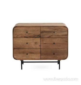 Cómoda Curva Madera/Hierro 6 puertas (100x40x80)
