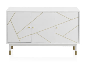 Aparador Geometric Blanco/Oro 3 Puertas (120x45x75)