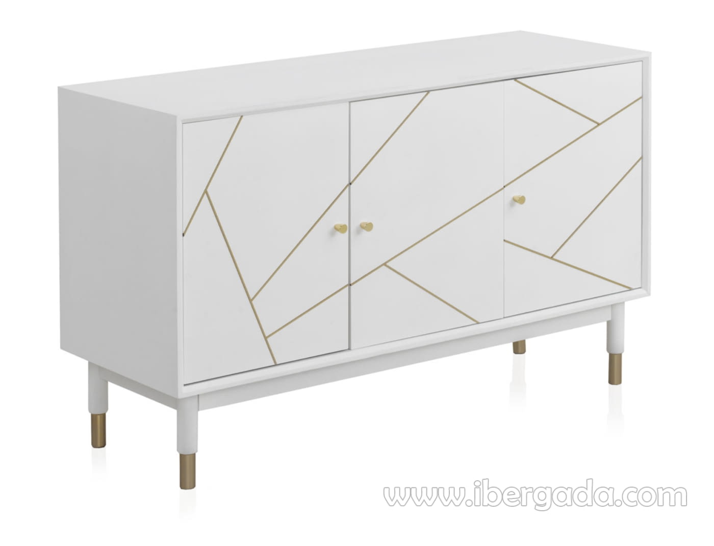 Aparador Geometric Blanco/Oro 3 Puertas (120x45x75)-3