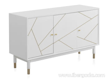 Aparador Geometric Blanco/Oro 3 Puertas (120x45x75)-3