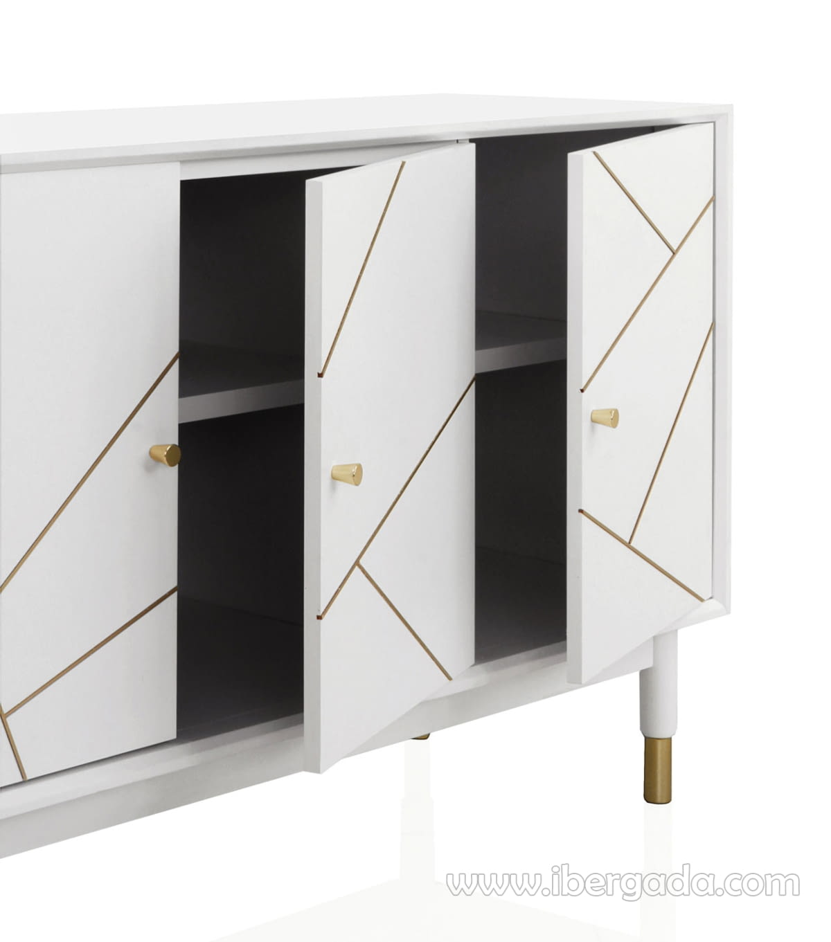 Aparador Geometric Blanco/Oro 3 Puertas (120x45x75)-4