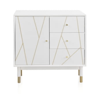 Cómoda Geometric Blanco/Oro 3 Cajones 1 Puerta (80x40x80)