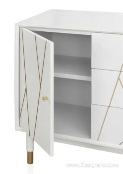 Cómoda Geometric Blanco/Oro 3 Cajones 1 Puerta (80x40x80)-2