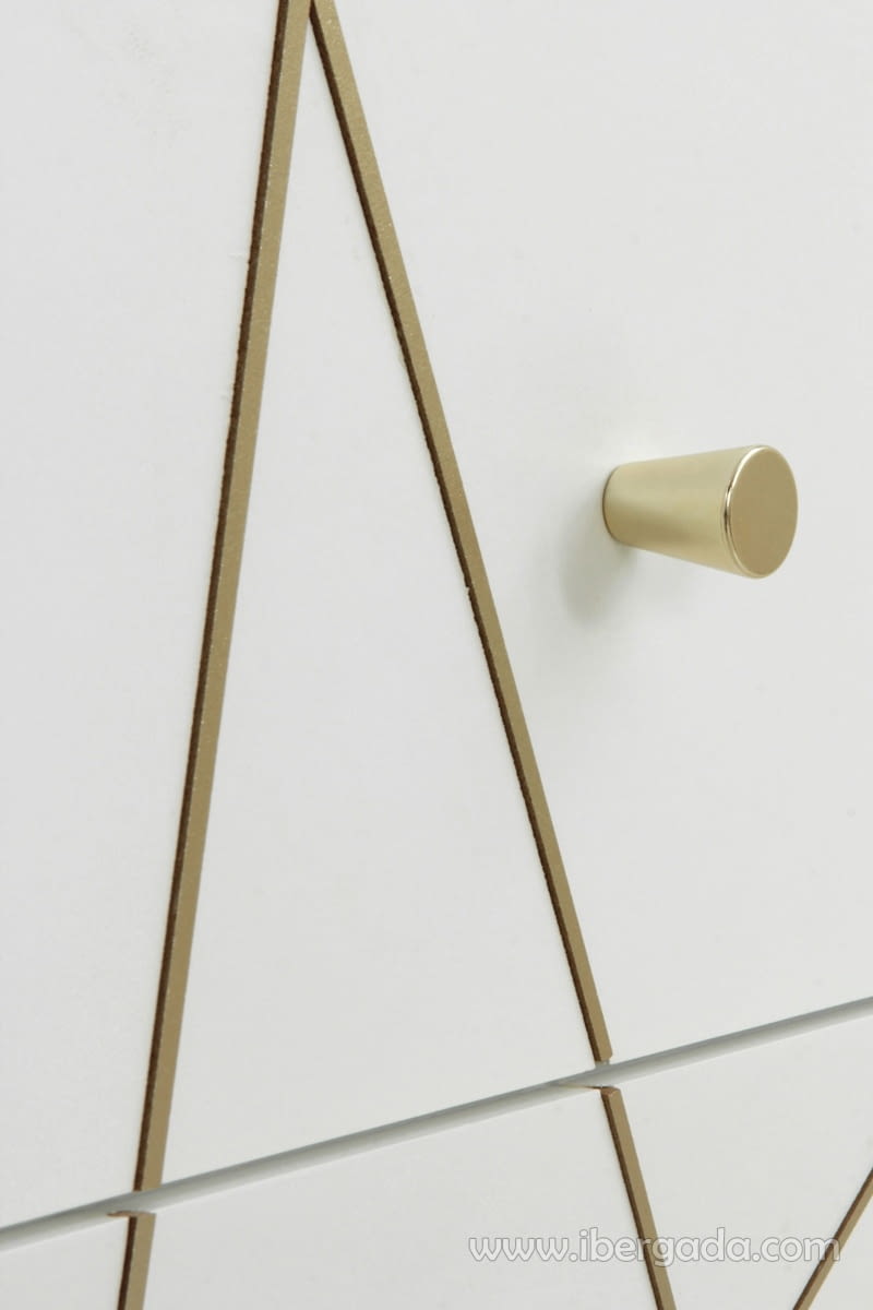 Cómoda Geometric Blanco/Oro 3 Cajones 1 Puerta (80x40x80)-4