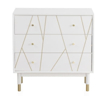 Cómoda Geometric Blanco/Oro 3 Cajones (80x40x80)