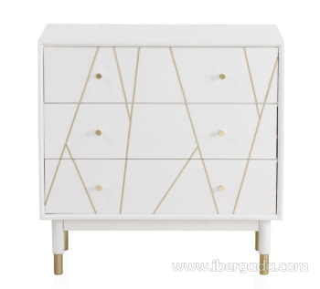 Cómoda Geometric Blanco/Oro 3 Cajones (80x40x80)