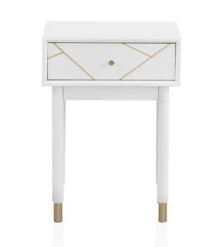 Mesita Geometric Blanco/Oro 1 Cajón (48x35x67)