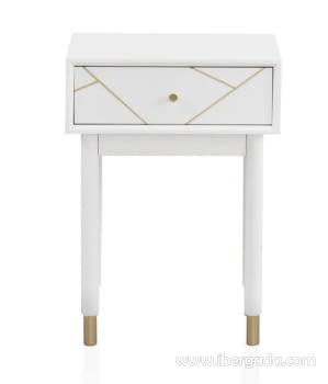 Mesita Geometric Blanco/Oro 1 Cajón (48x35x67)