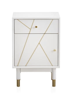 Mesita Geometric Blanco/Oro 1 Cajón 1 Puerta (45x35z70)
