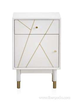 Mesita Geometric Blanco/Oro 1 Cajón 1 Puerta (45x35z70)