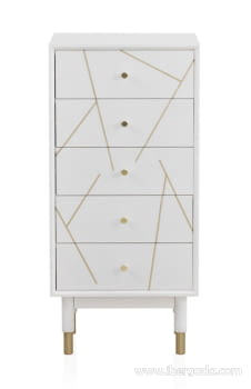 Sinfonier Geometric Blanco/Oro 5 Cajones (47x35x100)