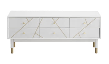 Mueble TV Geometric Blanco/Oro 6 Cajones (120x40x50)