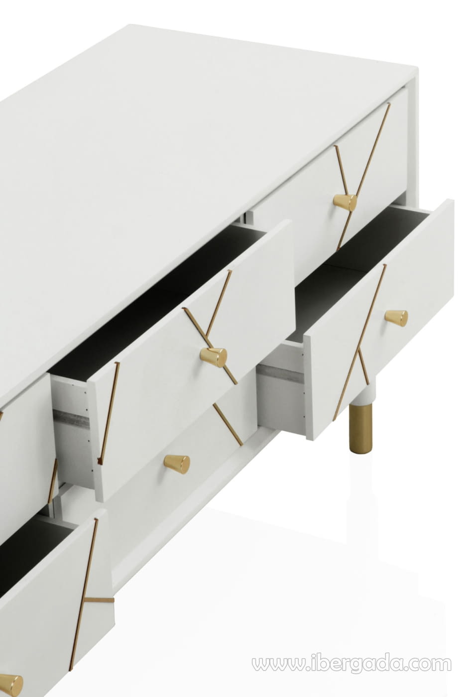 Mueble TV Geometric Blanco/Oro 6 Cajones (120x40x50)-5