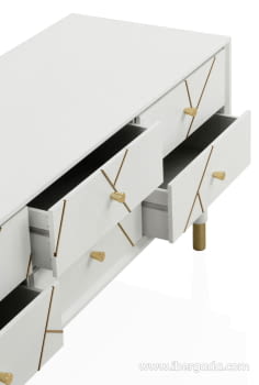 Mueble TV Geometric Blanco/Oro 6 Cajones (120x40x50)-5