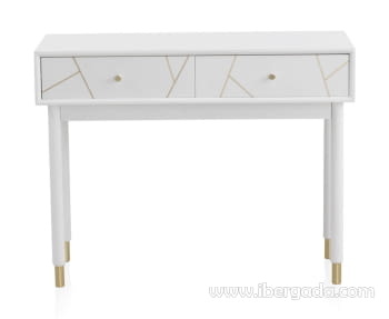 Consola Geometric Blanco/Oro 2 Cajones (100x40x77)