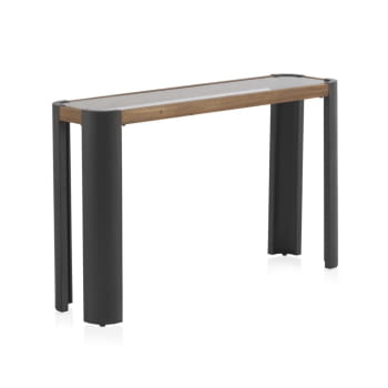 Consola Madera/Cristal (132x36x82)