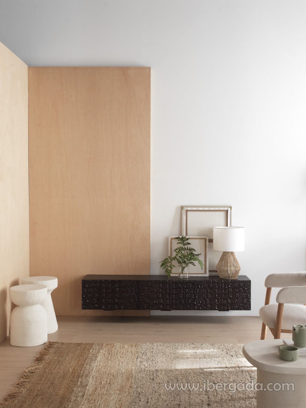 Mesa Auxiliar Efecto Cemento Blanco (31x31x46)-2