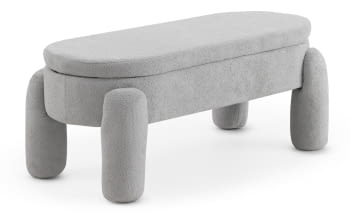 Banqueta Baúl Boucle Gris Claro (114x52x46)