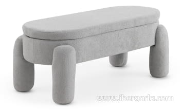 Banqueta Baúl Boucle Gris Claro (114x52x46)