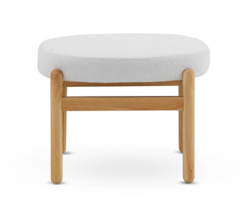 Puf Oval Boucle Blanco/Madera (63x50x47)