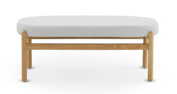 Banqueta Rectangular Boucle Blanco/Madera (120x50x47)