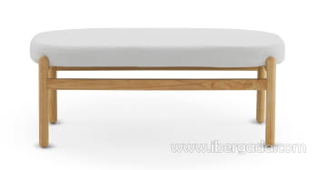 Banqueta Rectangular Boucle Blanco/Madera (120x50x47)