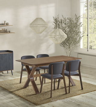 Mesa de Comedor DT-914 Nogal Extensible (140cm o 160cm)