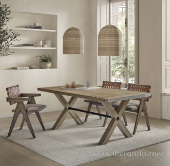 Mesa de Comedor Madera/Hierro (180x100)